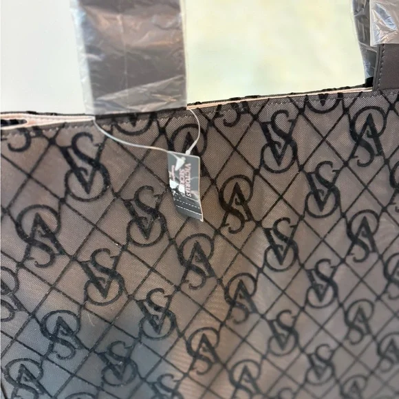 Victoria's Secret Black and Gray Logo Patterned Tote. NWT - Picture 9 of 10